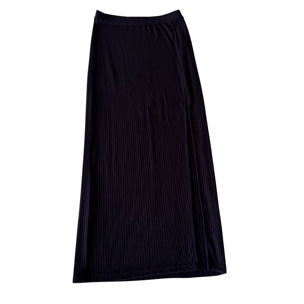 Abercrombie & Fitch Maxi Skirt Womens S Black Excellent Ribbed Side Slit Column